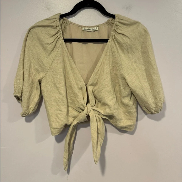 Abercrombie and fitch linen blend tie front shirt - Picture 1 of 4